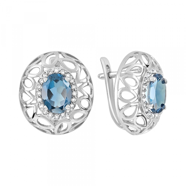 Золотые серьги с топазом и фианитом № 120003