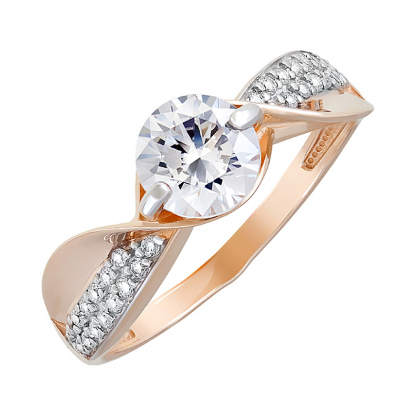 Золотое кольцо с кристаллами swarovski № 124021