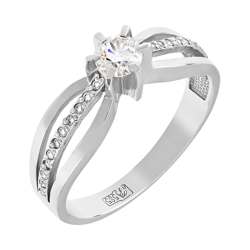 Золотое кольцо с бриллиантом № 105718