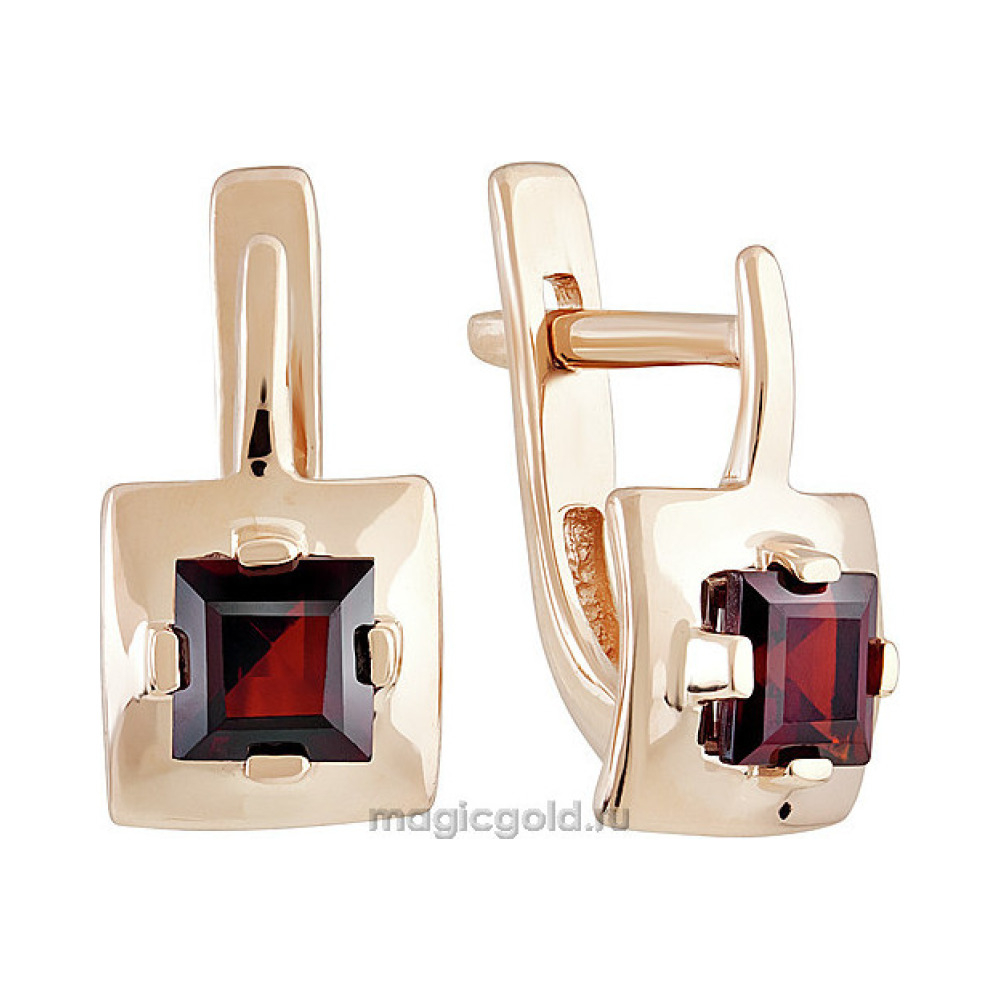 Золотые серьги с гранатом № 139821