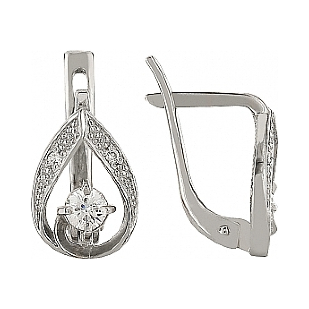 Золотые серьги с бриллиантом № 105911