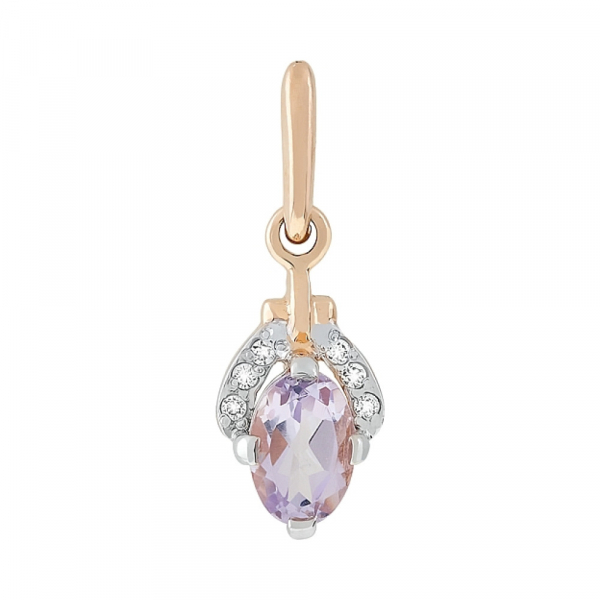Золотая подвеска с аметистом и фианитом № 96147