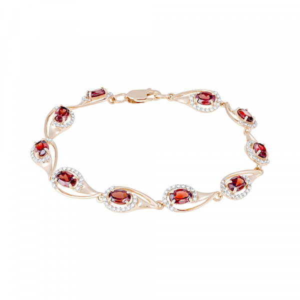 Золотой браслет с гранатом и фианитом № 127047