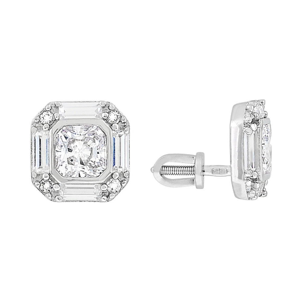 Серебряные серьги с фианитами № 112772