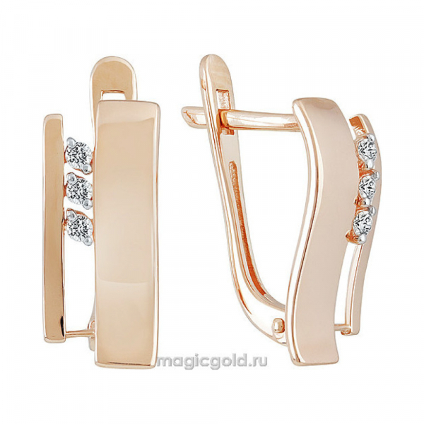 Золотые серьги с фианитом № 141164