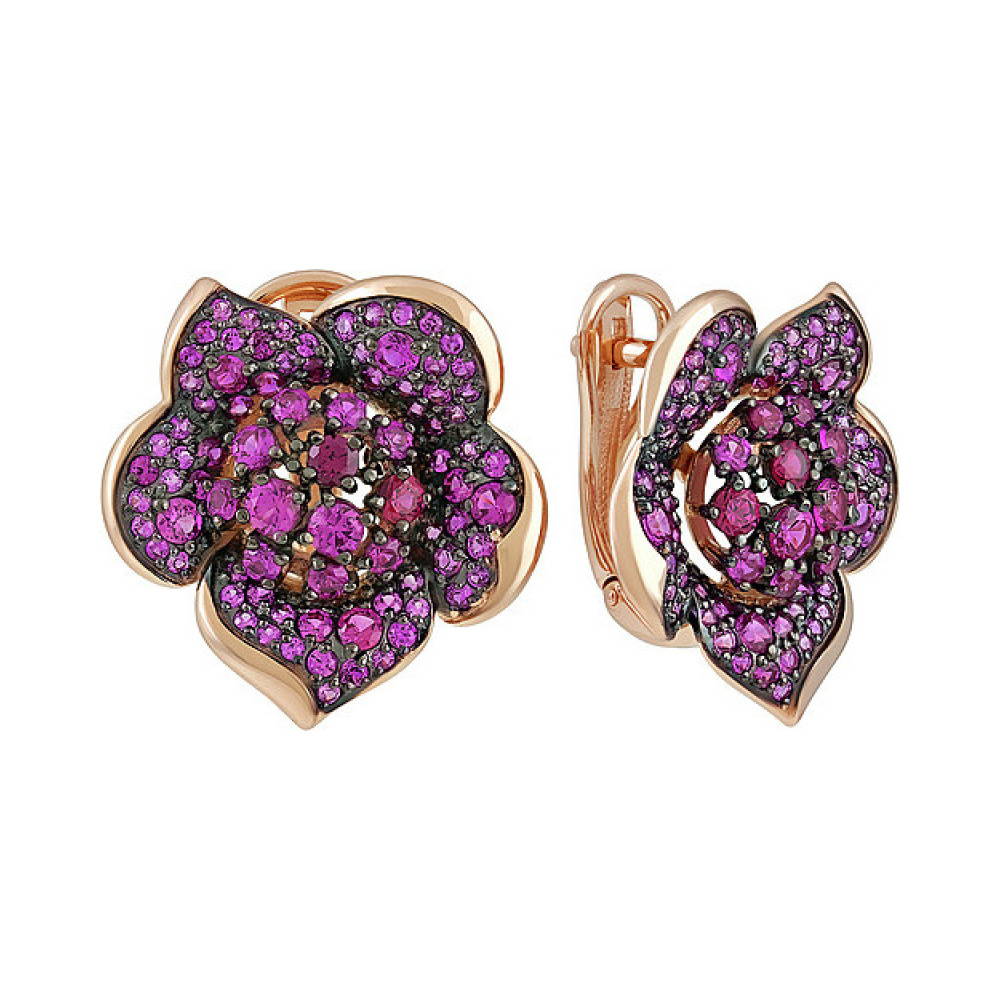 Золотые серьги с фианитом № 138521