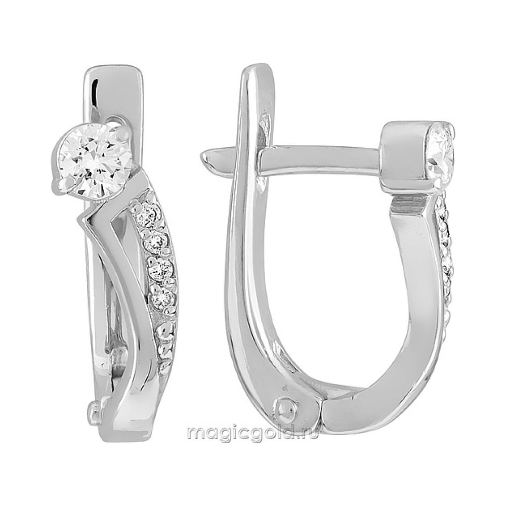 Золотые серьги с бриллиантом № 128388