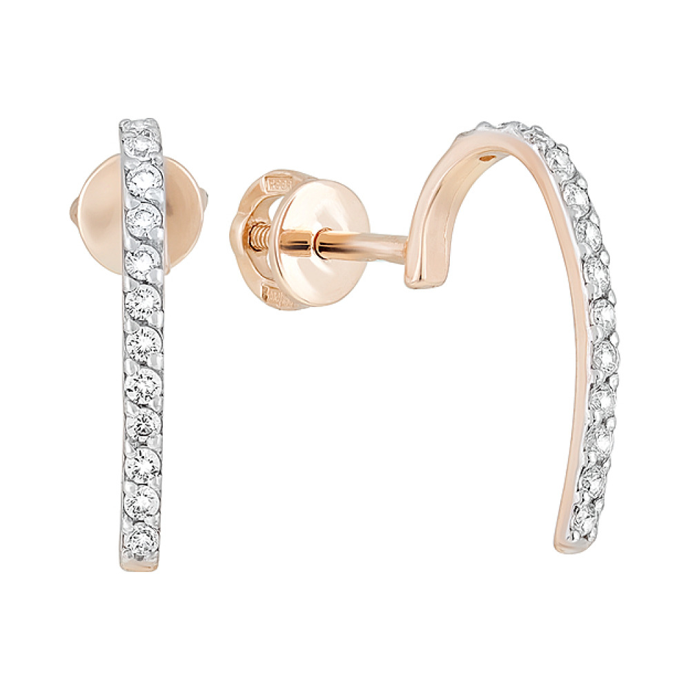 Золотые серьги с фианитами № 126778