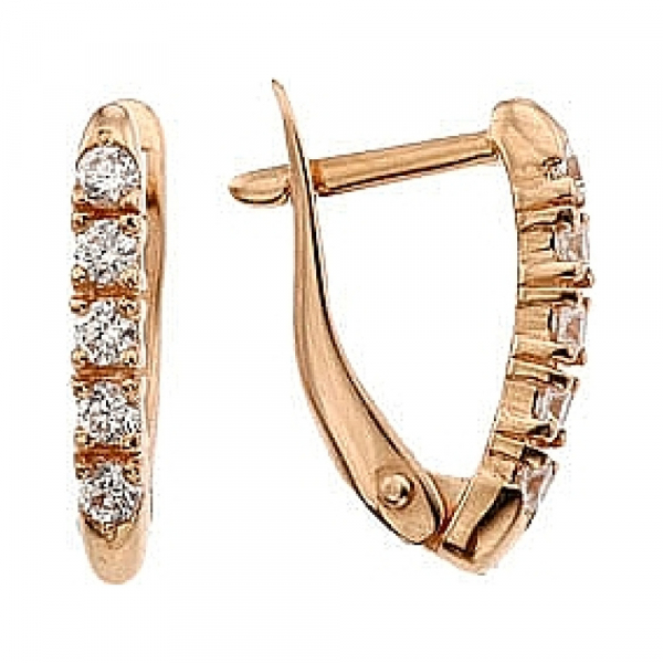 Золотые серьги с фианитом № 32227