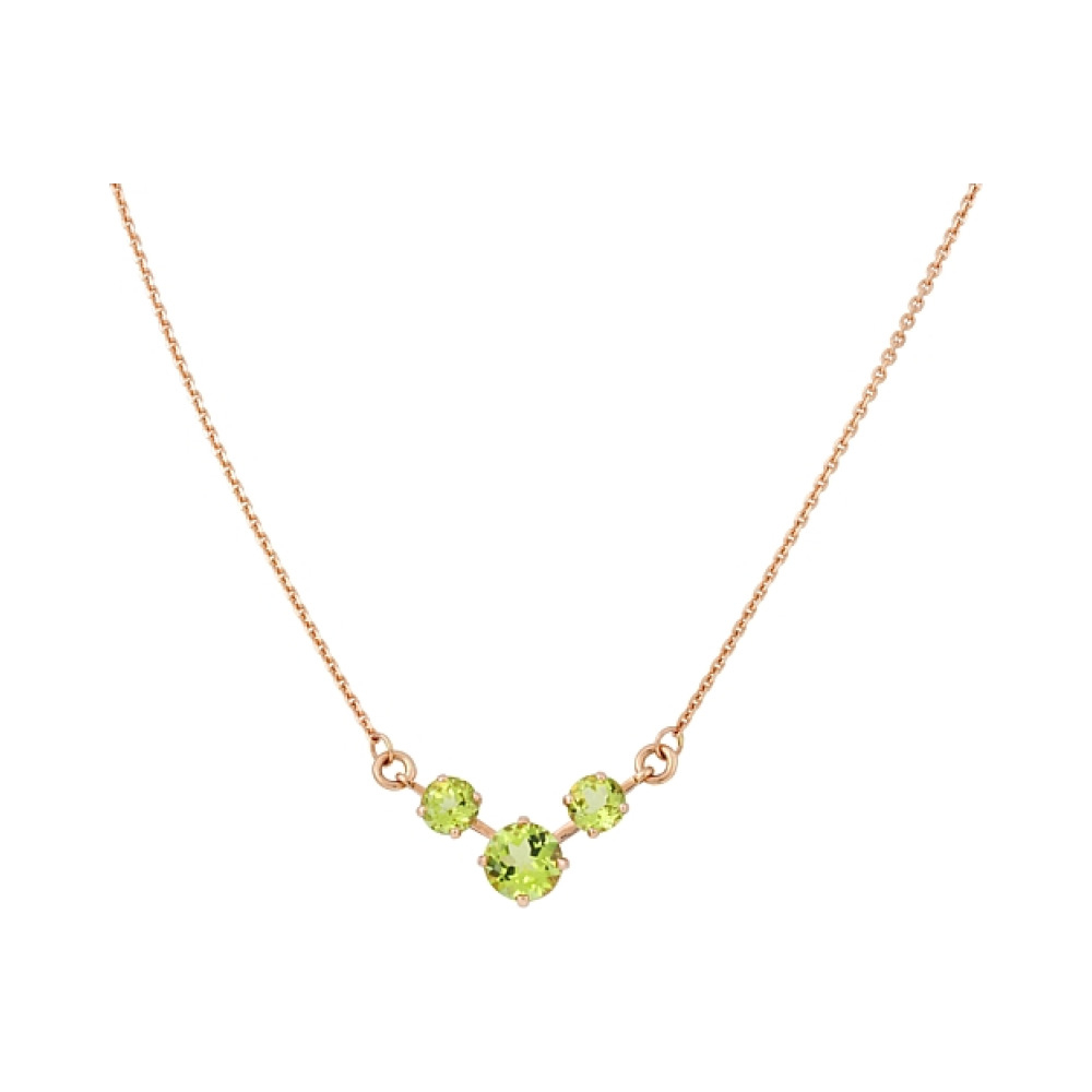 Золотое колье с хризолитом № 114625