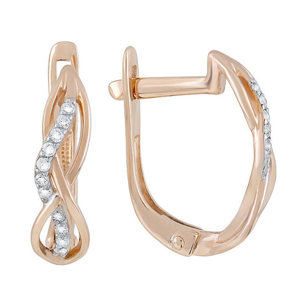 Золотые серьги с фианитами № 107707