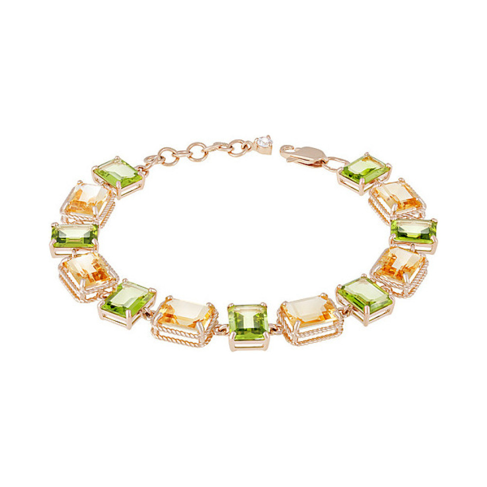 Золотой браслет с полудраг. вставками и фианитом № 127648