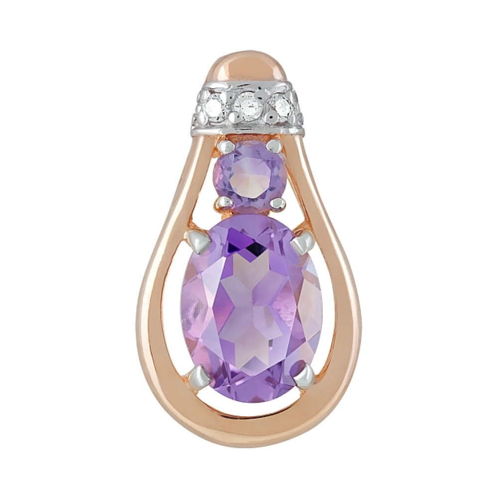 Золотая подвеска с аметистом и фианитом № 120775