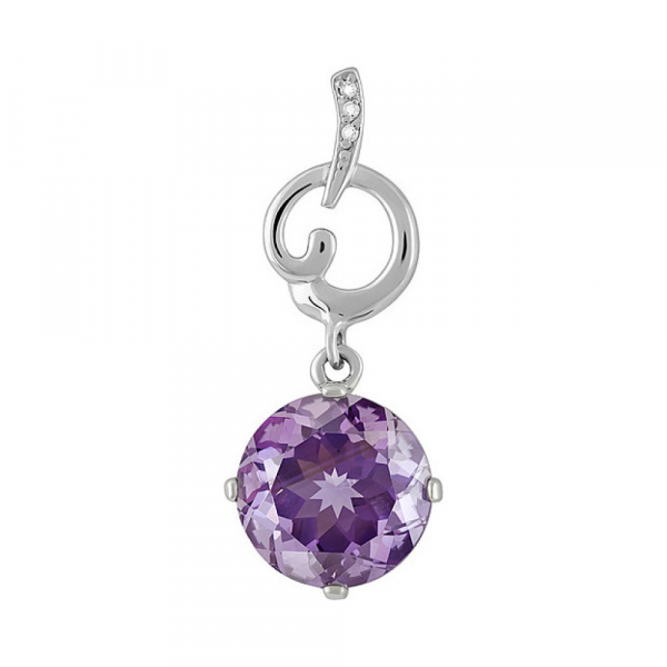Серебряная подвеска с аметистом и фианитом № 133151