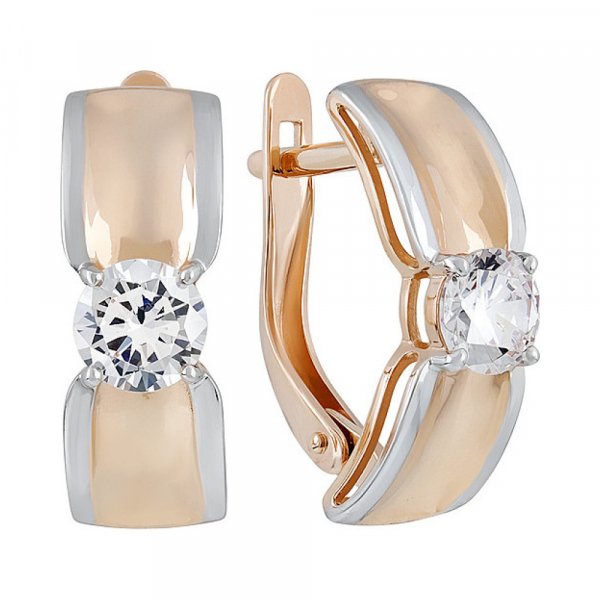 Золотые серьги с фианитом № 135398