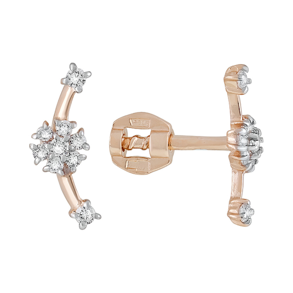 Золотые серьги с фианитами № 107395