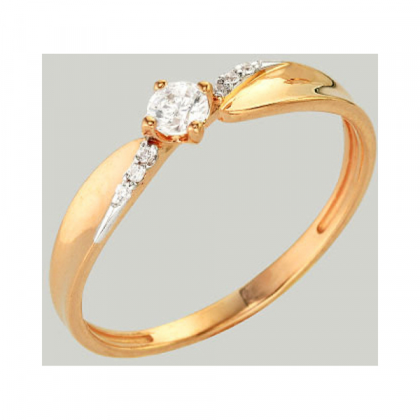 Золотое кольцо с фианитом № 138063