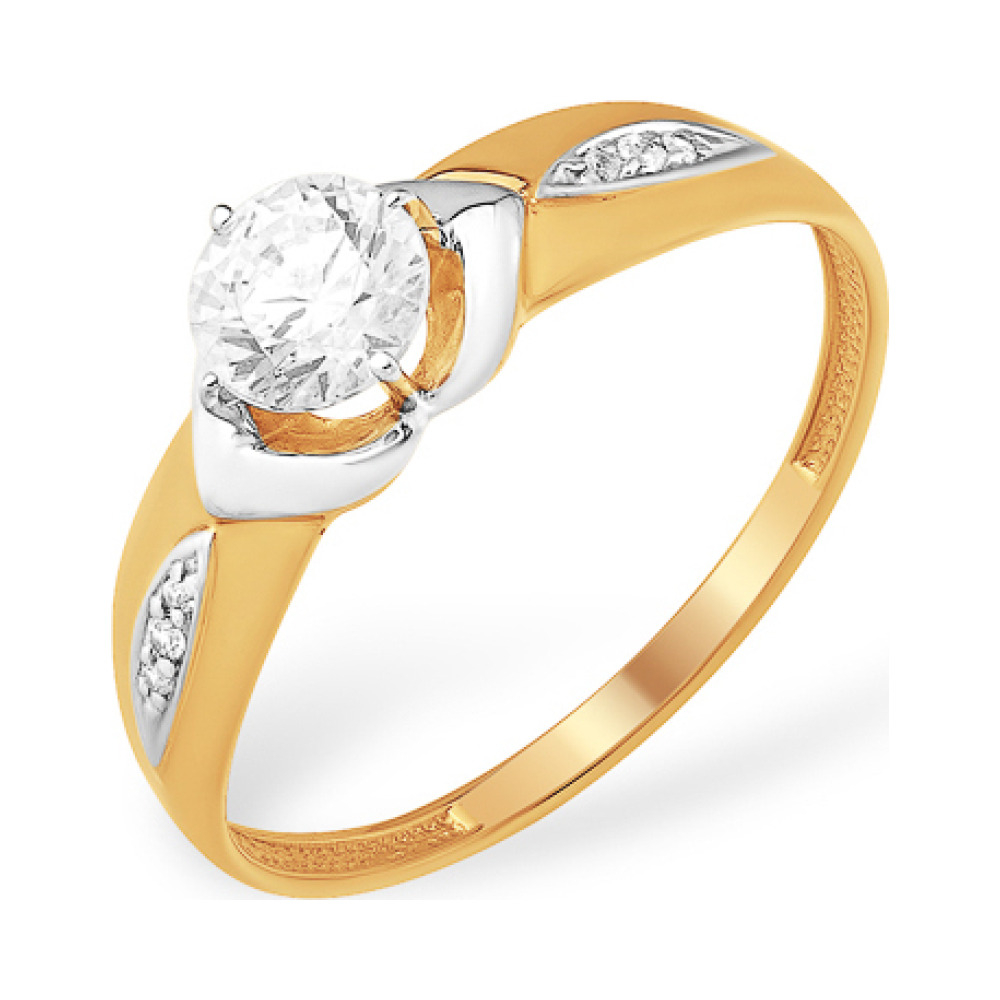 Золотое кольцо с фианитом № 163168