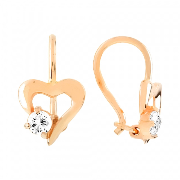 Золотые серьги с фианитом № 28419