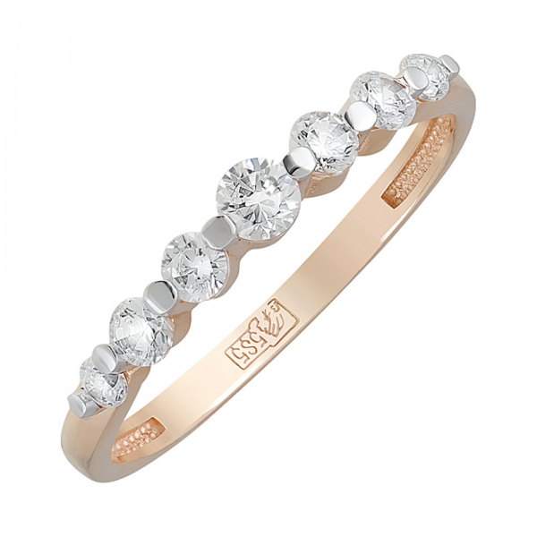 Золотое кольцо с фианитами № 126092