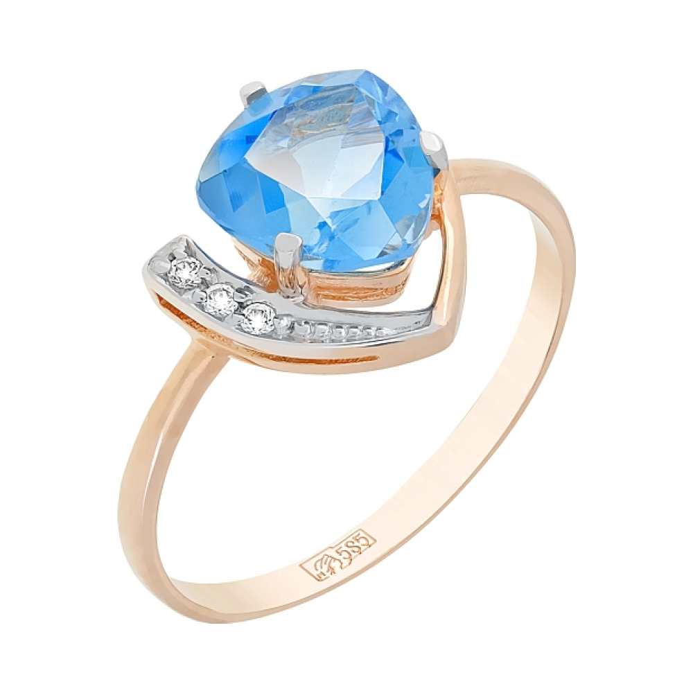 Золотое кольцо с топазом и фианитами № 83295