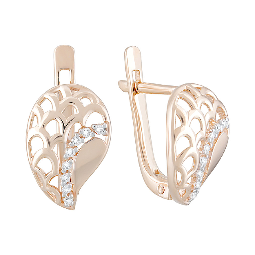 Золотые серьги с фианитами № 124736