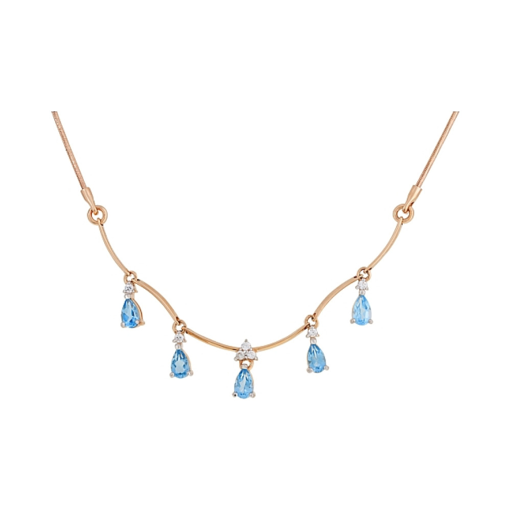 Золотое колье с топазом и фианитом № 109001