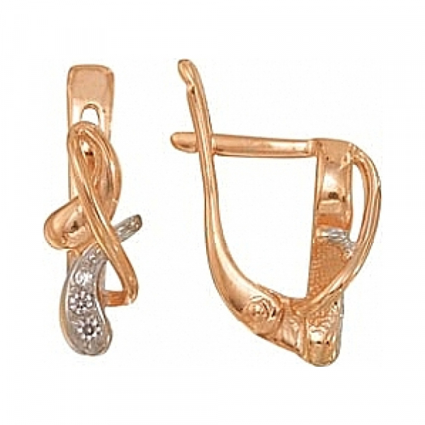 Золотые серьги с фианитом № 8671