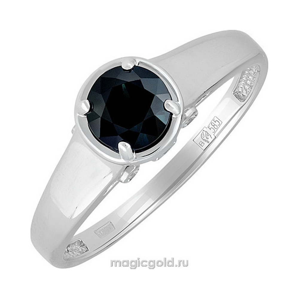 Золотое кольцо с бриллиантом и сапфиром № 140343