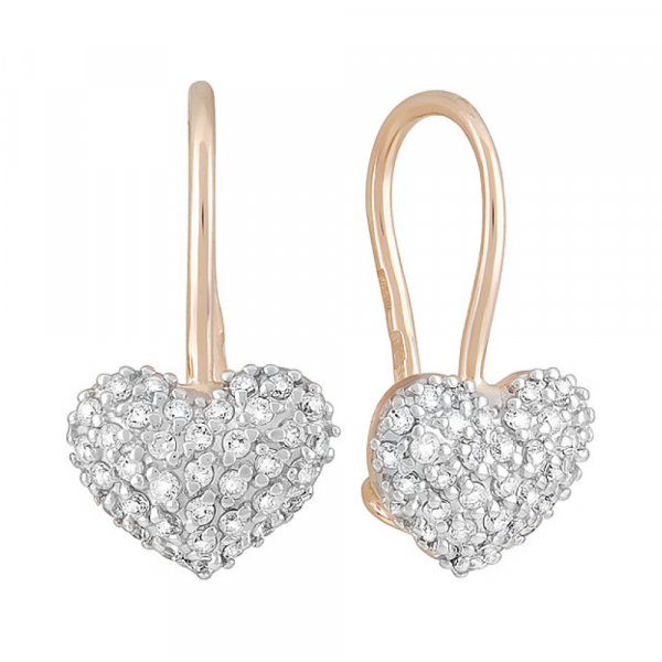 Золотые серьги с фианитом № 126109