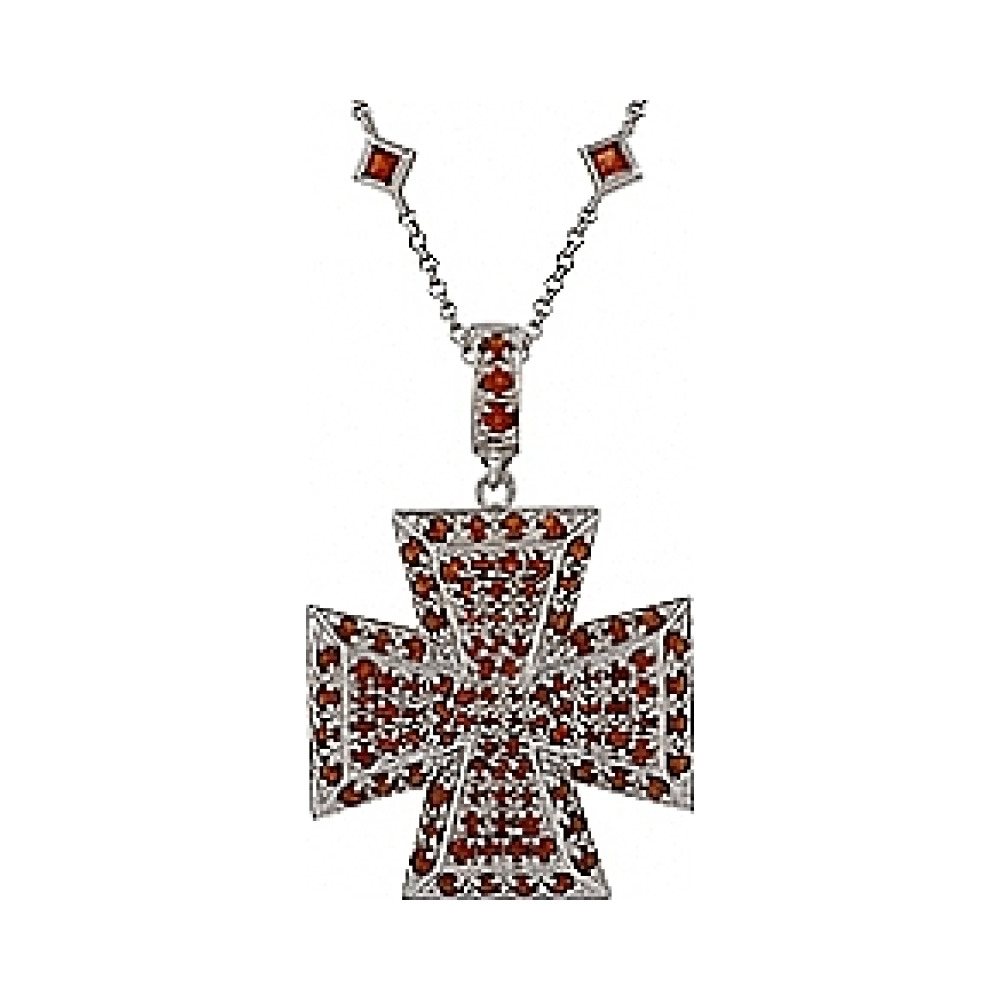 Серебряное колье с гранатом № 70046