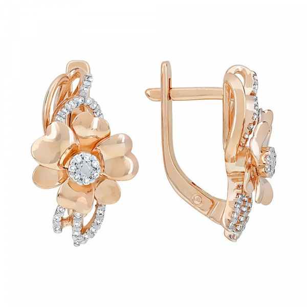 Золотые серьги с фианитом № 116196