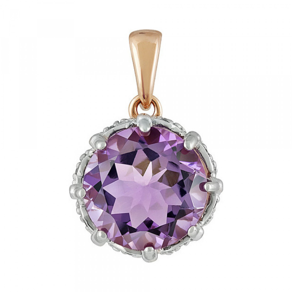 Золотая подвеска с аметистом и фианитом № 133352