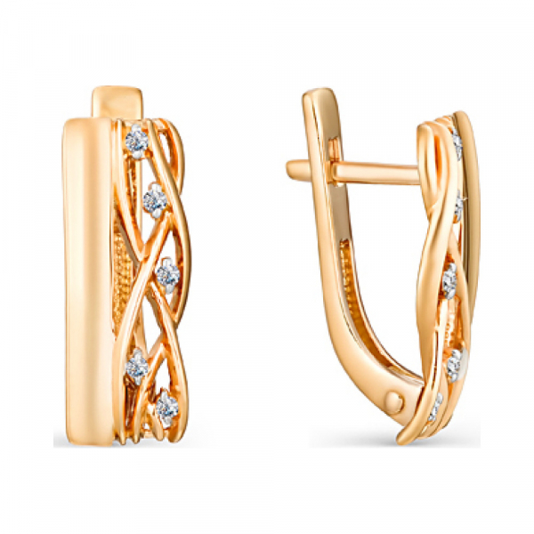 Золотые серьги с фианитом № 156399