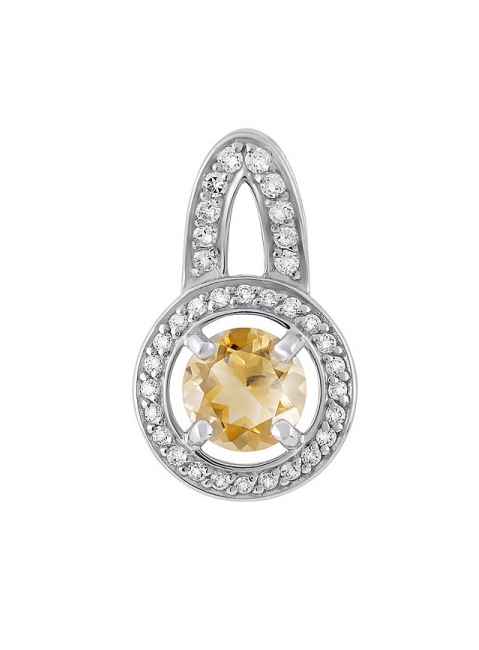 Серебряная подвеска с цитрином и фианитом № 133434