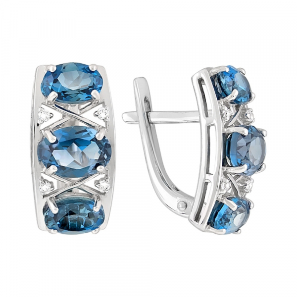 Золотые серьги с топазом и фианитом № 119626