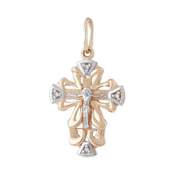 Крест литой с накладкой б/з и фианитом № 135427