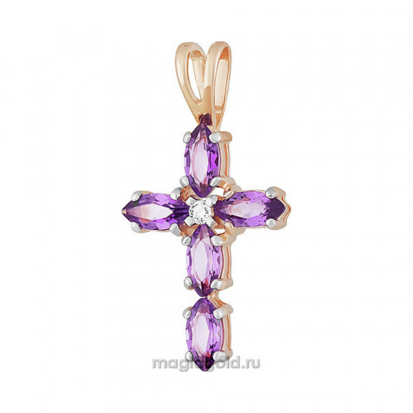 Золотая подвеска с аметистом и фианитом № 160464