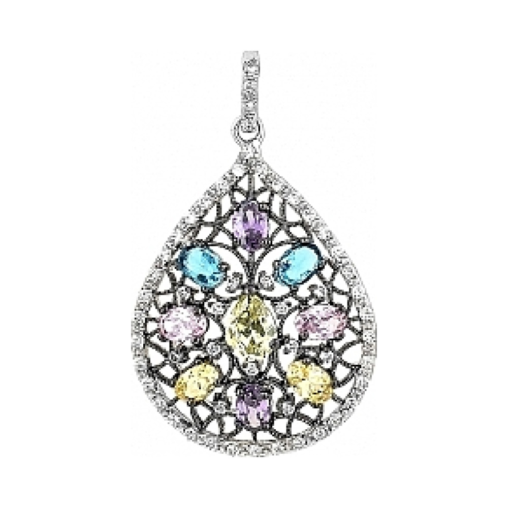 Серебряная подвеска с фианитом № 114242