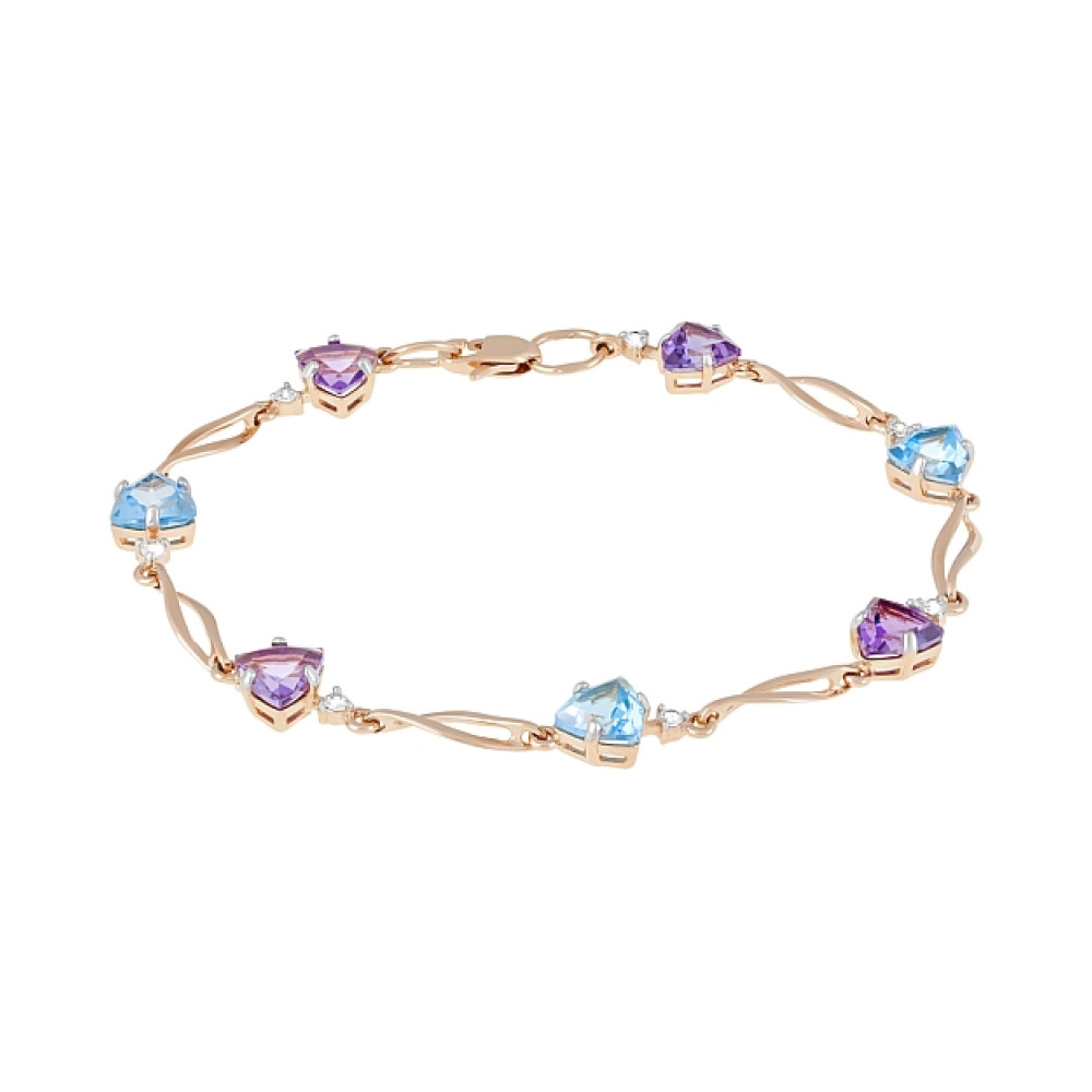 Золотой браслет с полудраг. вставками и фианитом № 120870