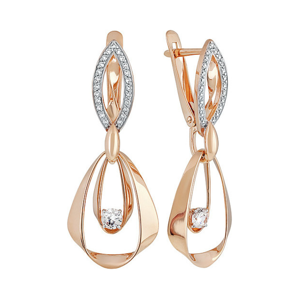 Золотые серьги с фианитом № 137302