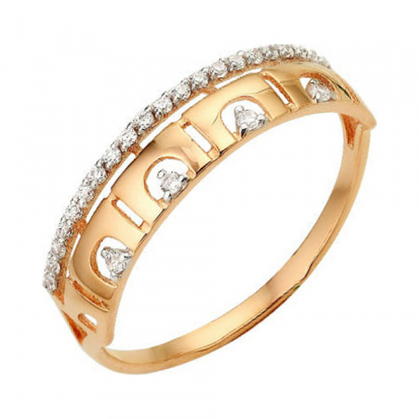 Золотое кольцо с фианитом № 141137