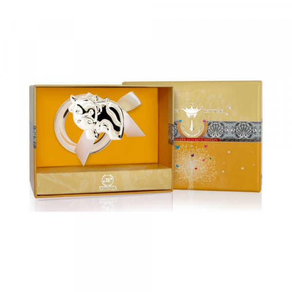 Серебряная погремушка «Буренка» на кольце