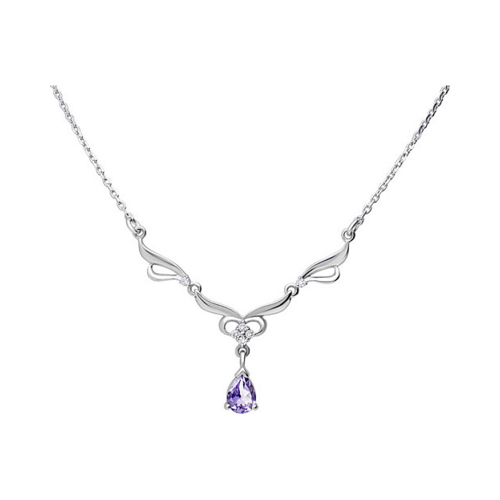 Серебряное колье с аметистом и фианитом № 133184
