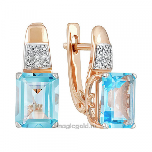 Золотые серьги с топазом и фианитом № 139085
