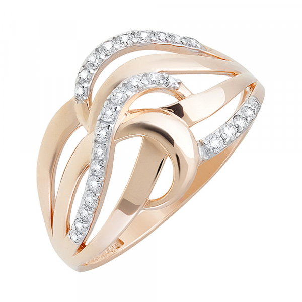 Золотое кольцо с фианитами № 126664