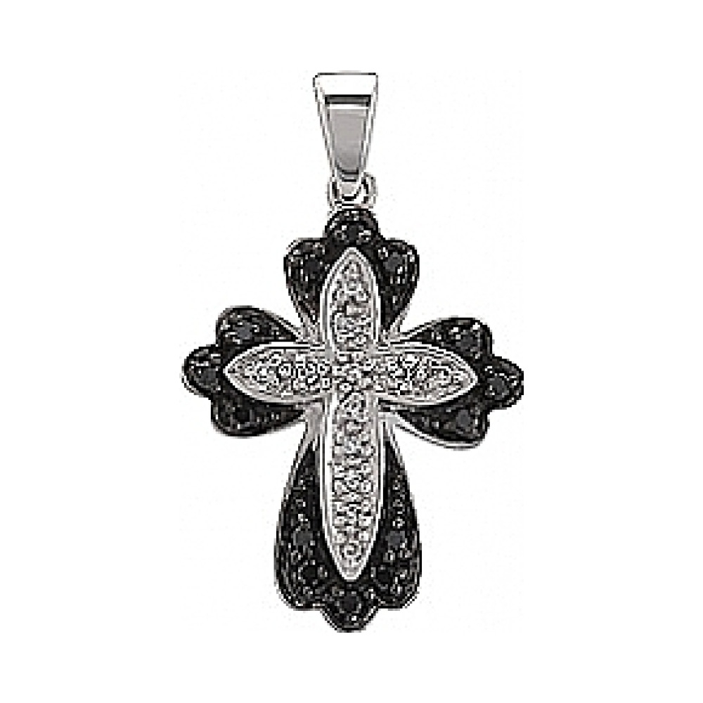 Золотая подвеска с чёрными и белыми бриллиантами № 76339