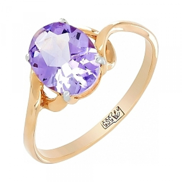 Золотое кольцо с аметистом № 100946