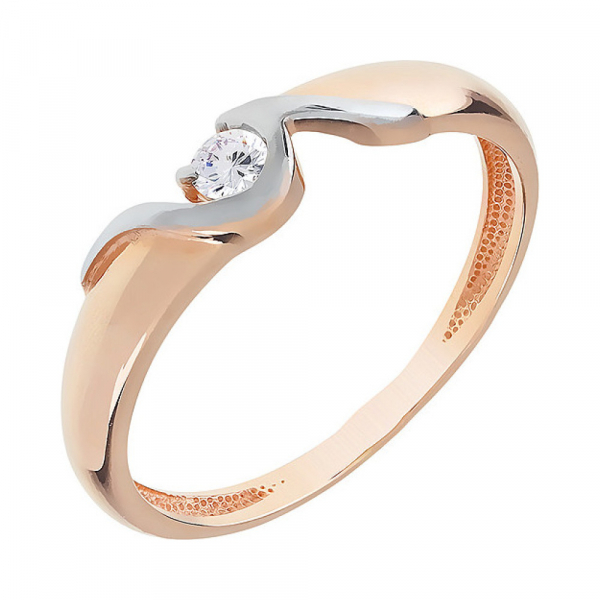 Золотое кольцо с фианитом № 112667