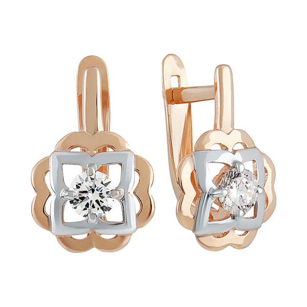 Золотые серьги с фианитом № 138047